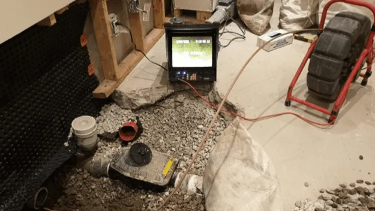 Basement concrete floor installation equipment by Aquatech Waterproofing in Toronto