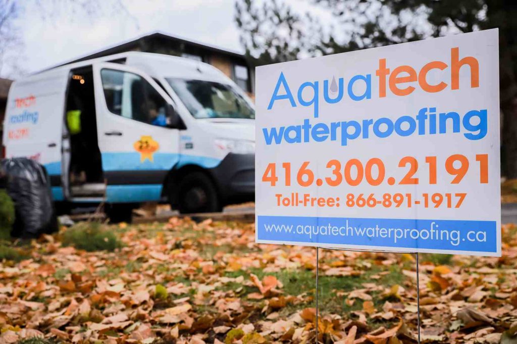 aquatech waterproofing yard sign van 02